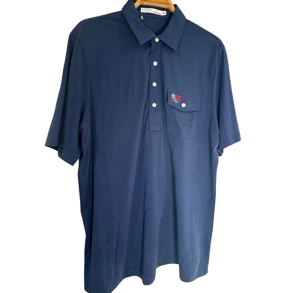 Criquet The Players Polo Navy Blue Soccer USA Large